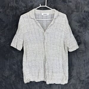 Venroy Mens 100% Linen Short Sleeve Knit Shirt Light Grey Size L Camp Collar